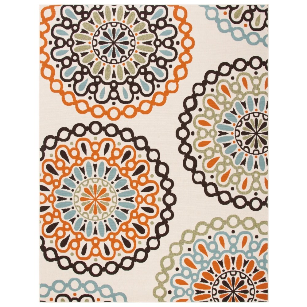 SAFAVIEH Veranda Axum Geometric Indoor/Outdoor Area Rug, 6'7" x 9'6", Cream/Terracotta - Image 7