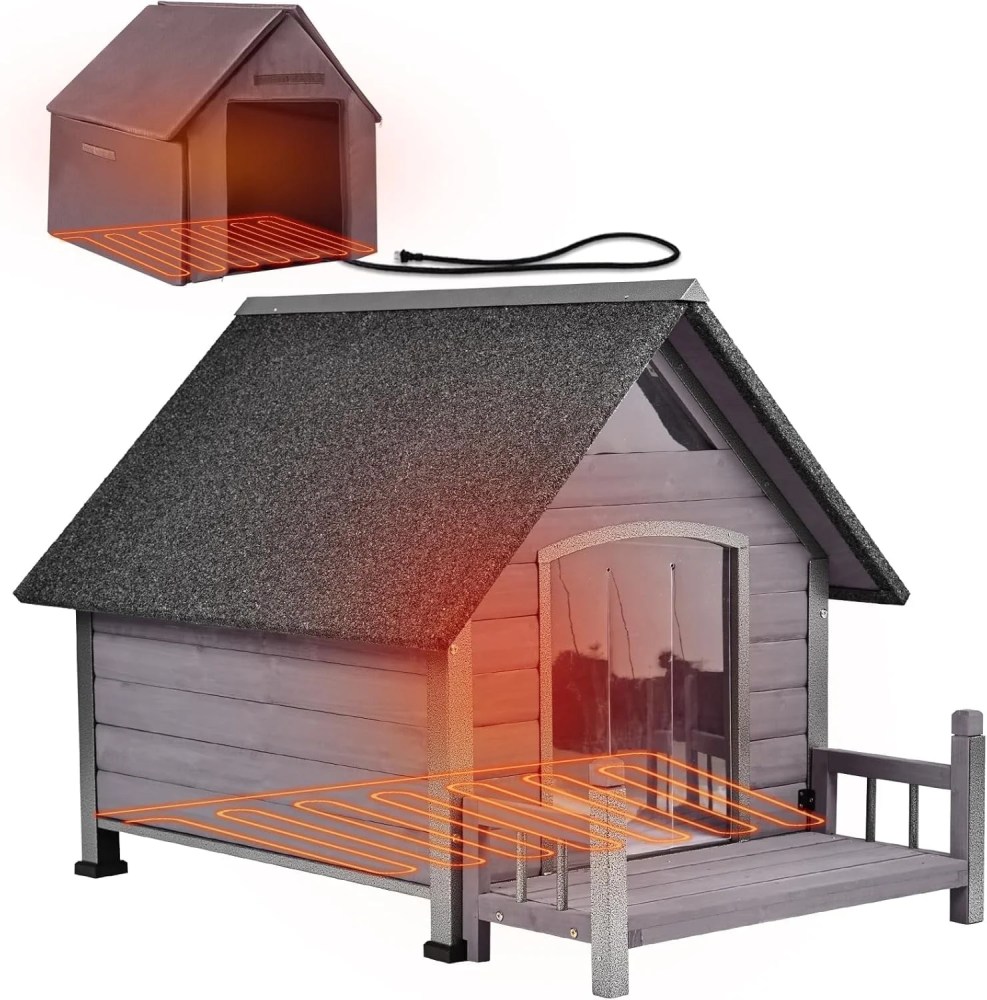 Aivituvin Heated Dog House Outdoor 45" Large Dog Kennel with Metal Frame Insulated Indoor Dog Cage for Small Medium Large Dogs with Heater and Insulated Liner - Image 6