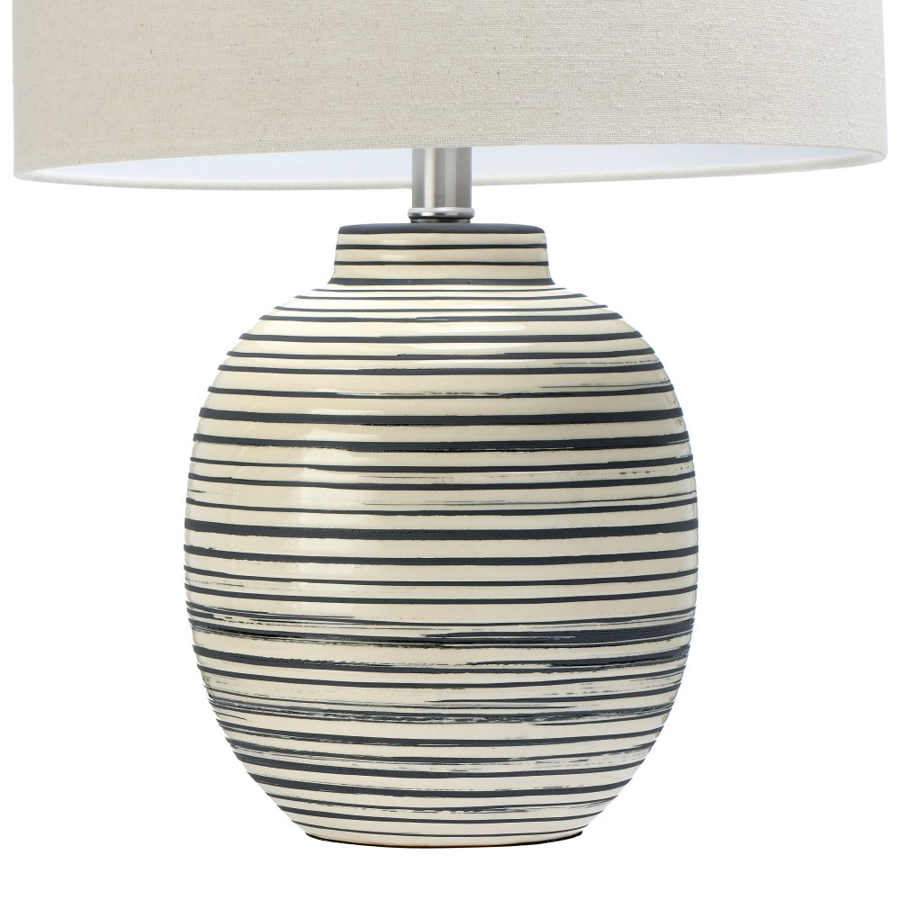 Desert Fields Textured Ceramic Striped Table Lamp with Shade, 23", Cream and Grey - Image 3