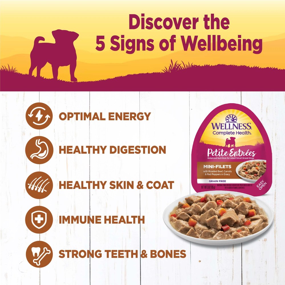 Wellness Petite Entres Mini Fillets Grain Free Natural Wet Small Breed Dog Food, Roasted Beef, Carrots - Image 3