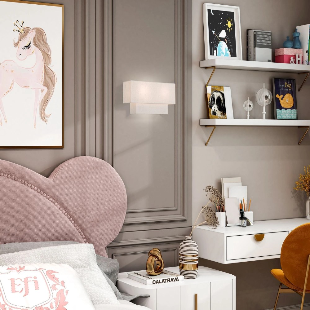 Livex Lighting 2-Light Metal & Fabric ADA Wall Sconce in English Bronze/Oatmeal - Image 9