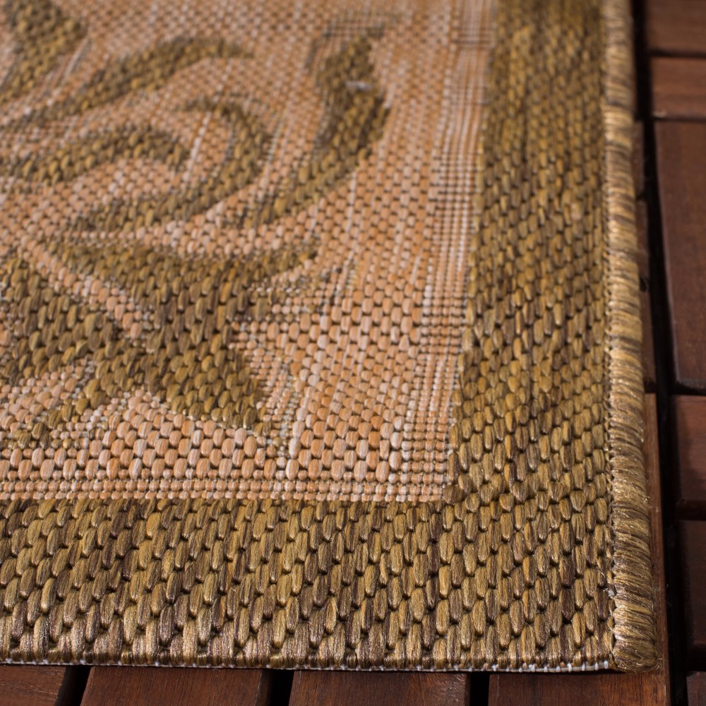 SAFAVIEH Courtyard Annie Floral Indoor/Outdoor Area Rug, Natural/Gold, 5'3" x 7'7" - Image 6