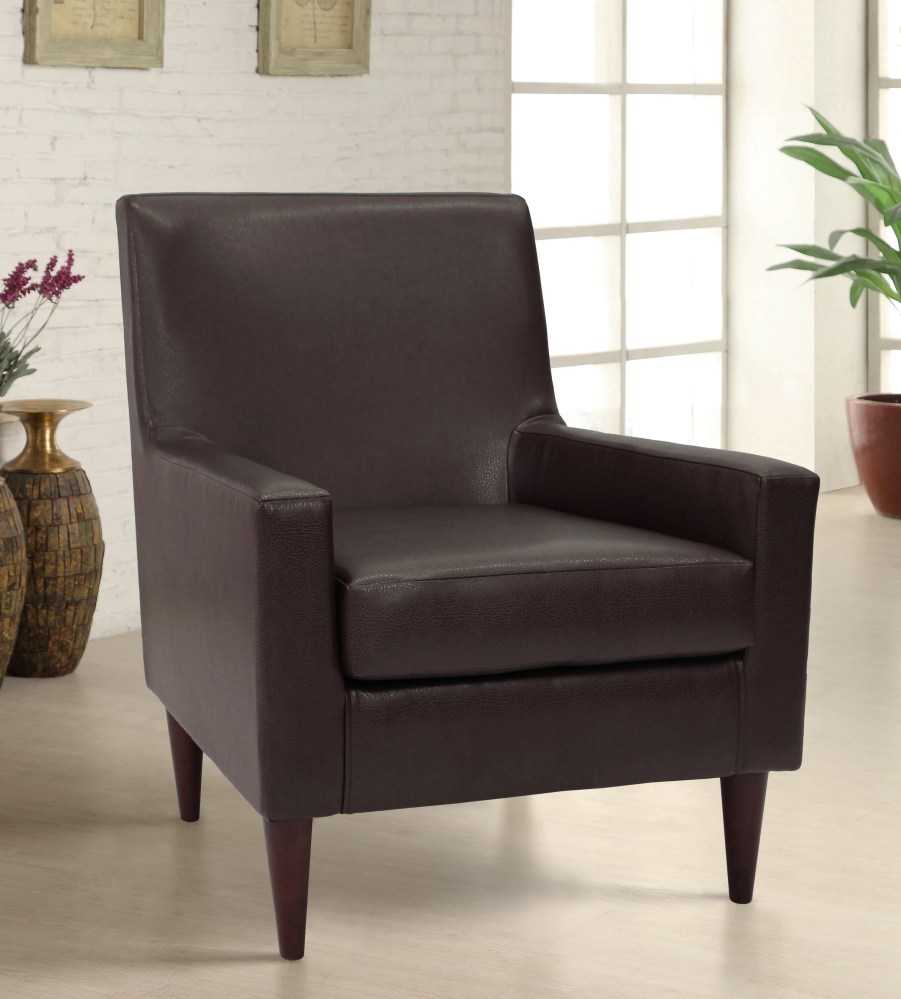 Fox Hill Trading Emma Arm Chair, Walnut Faux Leather - Image 2