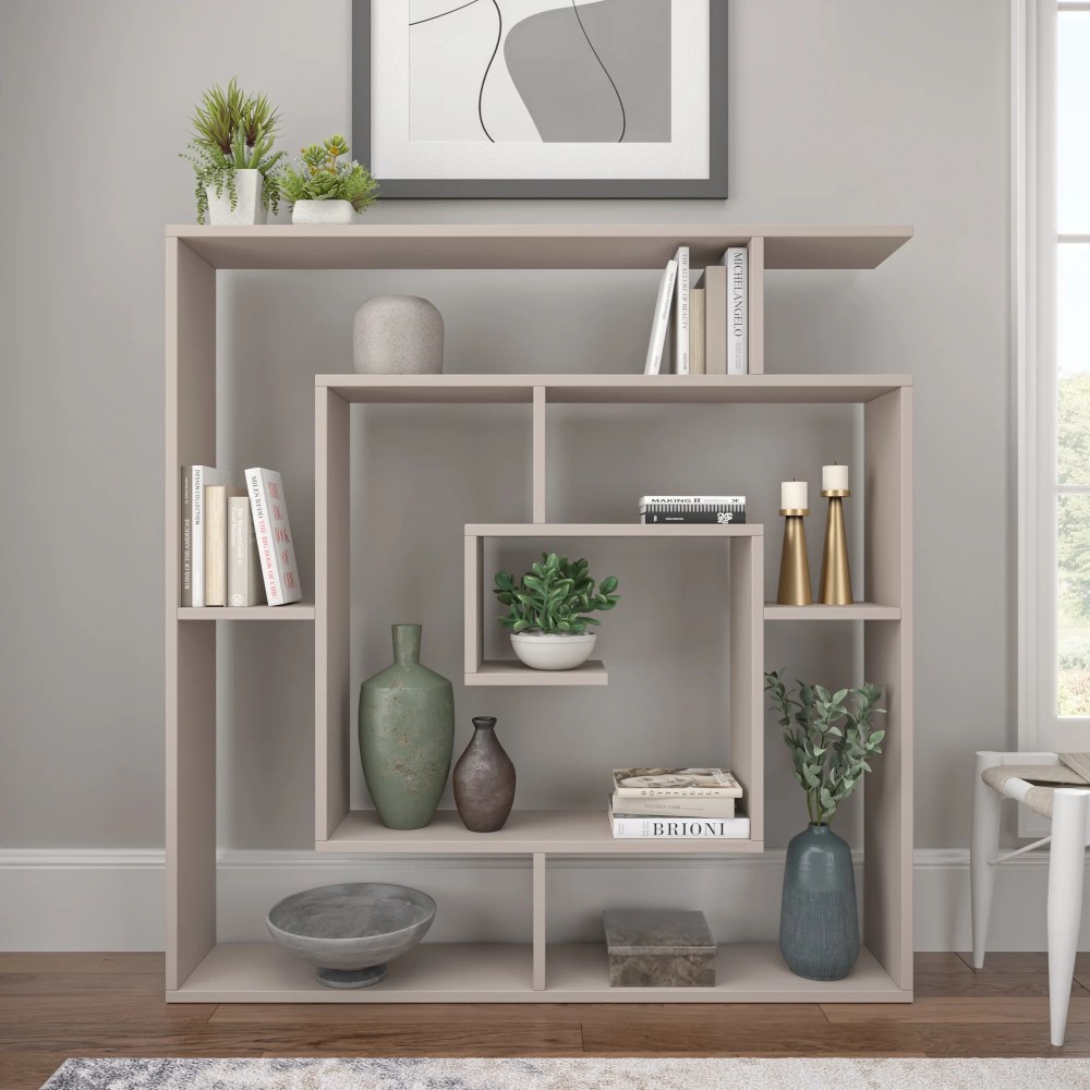 Ada Home Decor Briscoe 4 Tier Open Shelf Modern Bookcase, Light Mocha