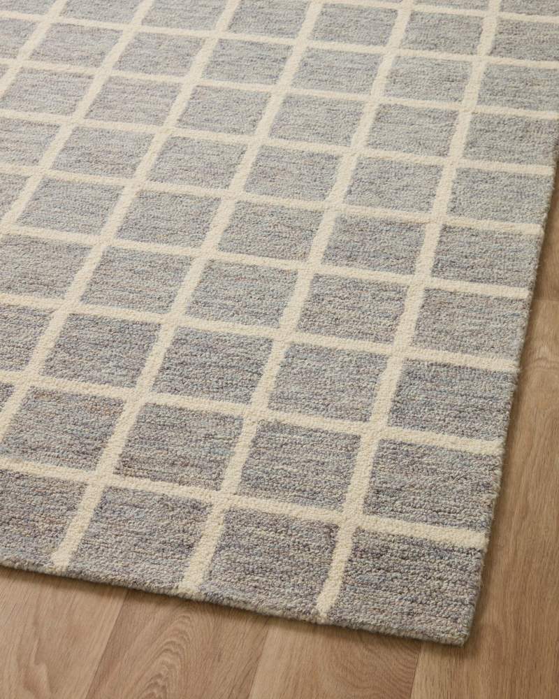 Chris Loves Julia x Loloi Polly Grid Slate/Ivory 3"-6" x 5"-6" Area Rug - Image 3