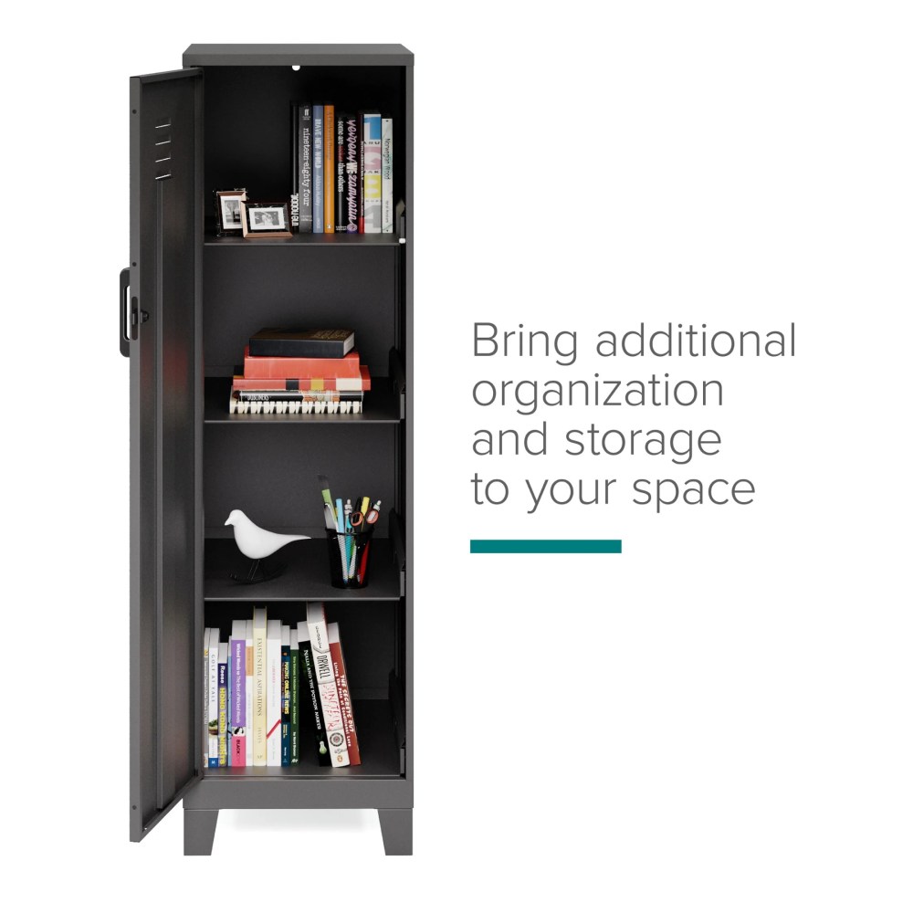 Space Solutions 53.38 inch High 4 Shelf Storage Locker Cabinet, Welded Metal, Fully Assembled, Vented Door, 3 inch Riser Legs, Black - Image 9