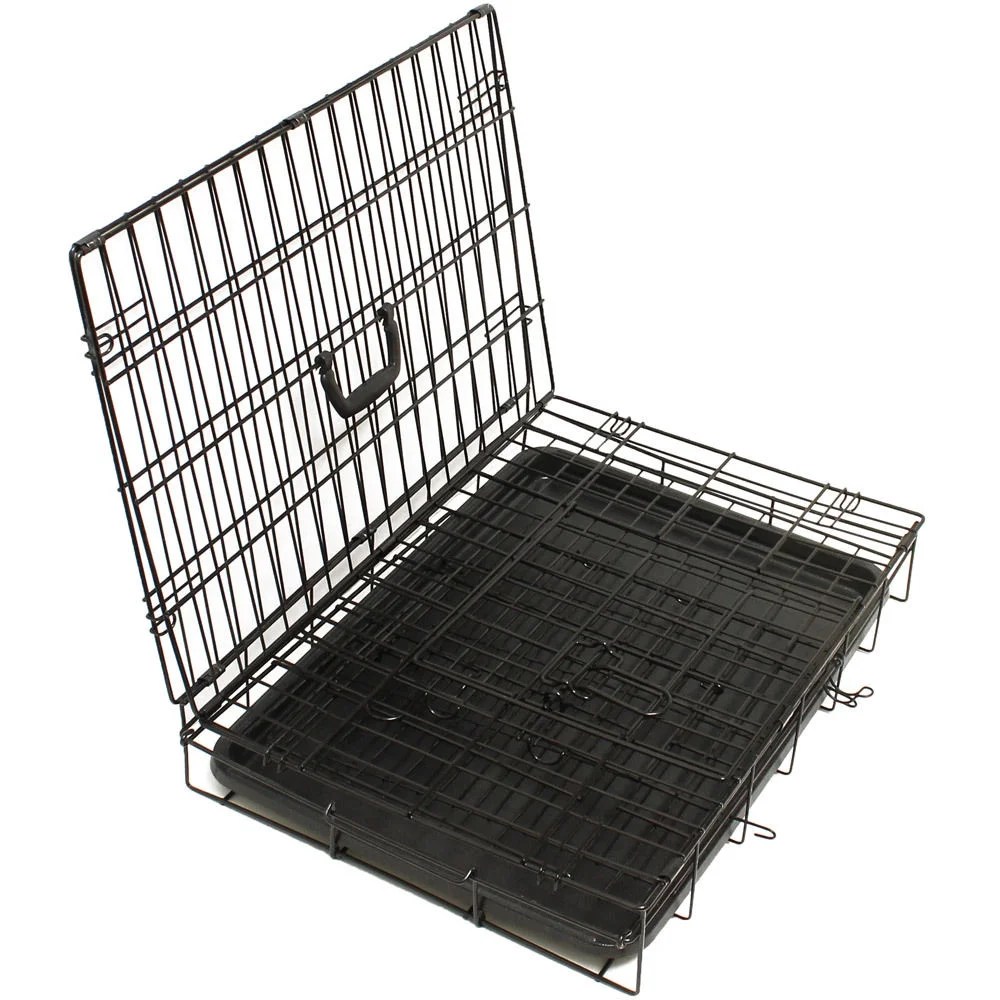 Ktaxon 20"/36"/42"/48" Secure and Flodable Single Door Metal Dog Crate, Include Leak-Proof Plastic Tray Black - Image 2