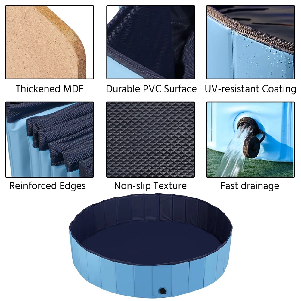 Alden Design 63" Foldable Pet Swimming Pool for Indoor and Outdoor, Blue - Image 2