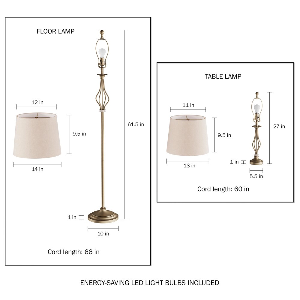 Lavish Home Modern Table Lamps, Set of 2 LED Lighting for Living Room, Bedroom or Office (Gold) - Image 4