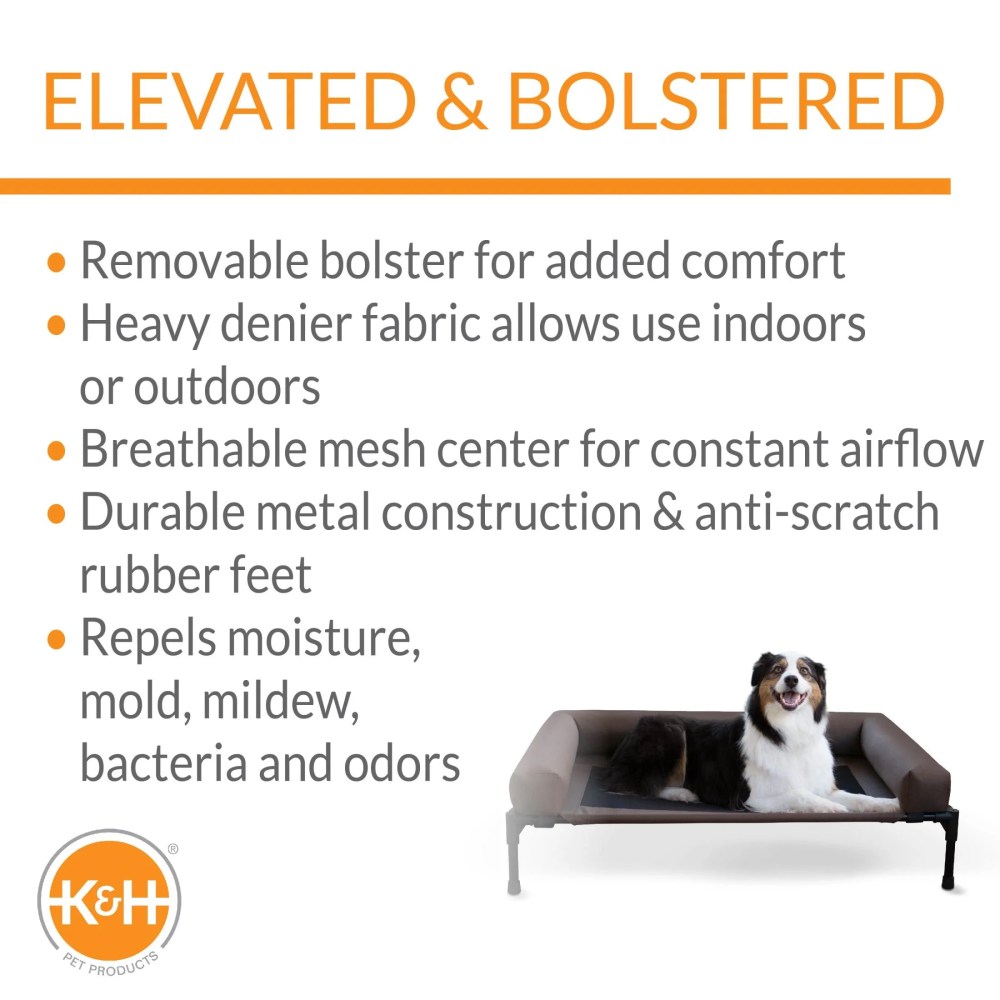 K&H Pet Products Original Bolster Pet Cot Elevated Dog Bed for Large Dogs Chocolate/Black Mesh Large 42 X 30 X 7 Inches - Image 3