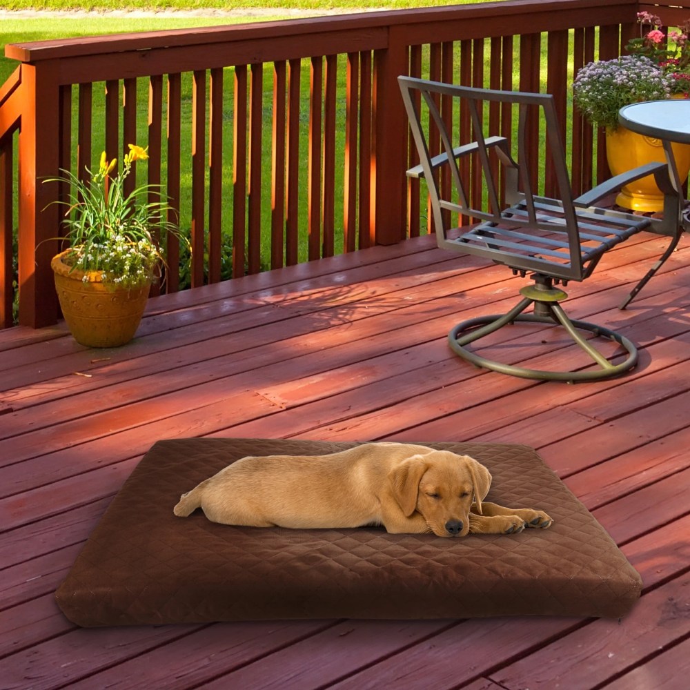 Waterproof Memory Foam Pet Bed- Indoor/Outdoor Dog Bed with Water Resistant Non Slip Bottom and Removeable Washable Cover, 36 x 27 by PETMAKER -Brown - Image 3