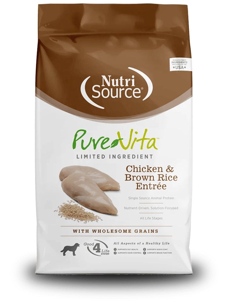 NutriSource Pure Vita Dry Dog Food, Chicken and Brown Rice, 25LB