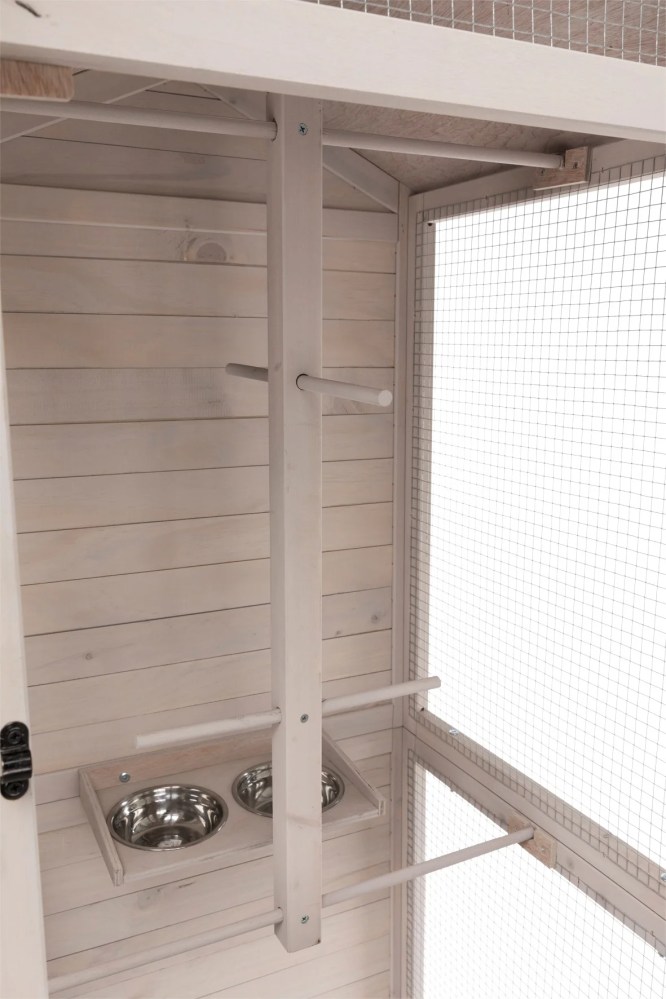 TRIXIE Large 66.5" Indoor-Outdoor Wooden Aviary with 3 Front Doors & 2 Perches, Gray - Image 6