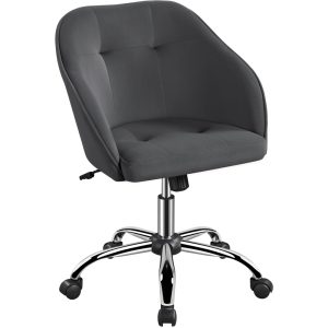 Yaheetech Adjustable Velvet Desk Chair for Home Office, Gray