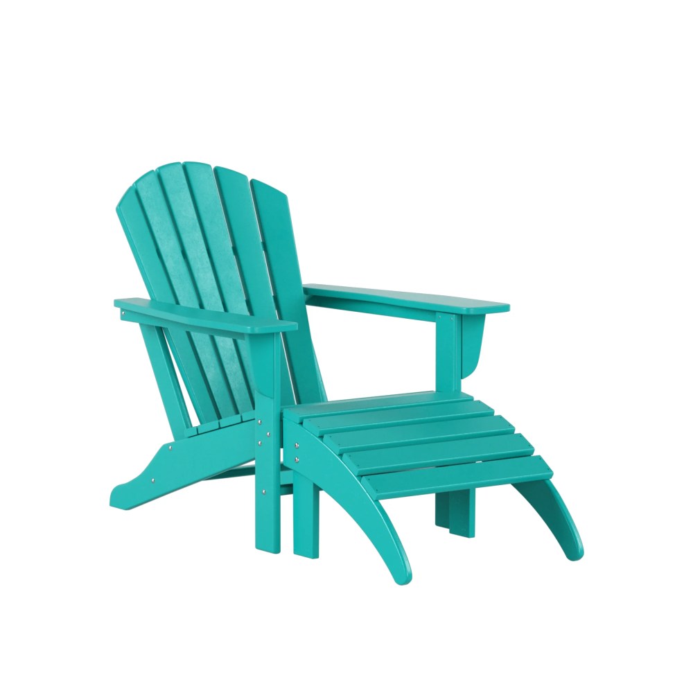 Westin Outdoor 4-Piece Adirondack Patio Chairs with Ottoman Footrest Set, Turquoise - Image 3