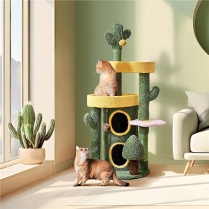 Alden Design 48.5"  H Oasis-themed Cat Tree Tower with 2 Condos