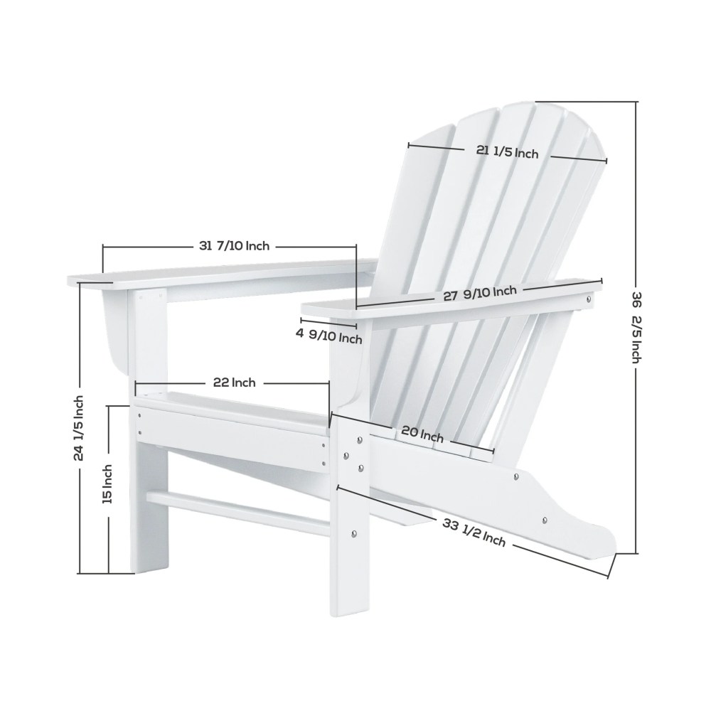 Polytrends Altura Outdoor Eco-Friendly All Weather Poly Patio Adirondack Chair - Black - Image 5