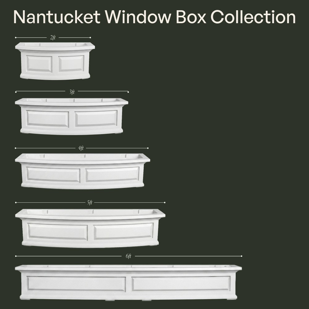 Mayne Nantucket 60" x 12" x 10" Rectangle White Self Watering Plastic Window Box Planter - Image 3