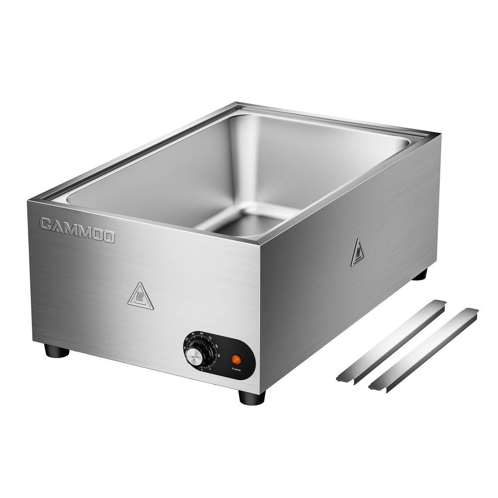1200W Electric Steam Table Food Warmer,Bain Marie 86-185" F Adjustable Temp,Countertop Stainless Steel Buffet Steam,Commercial Food Steamer for Catering Restaurant