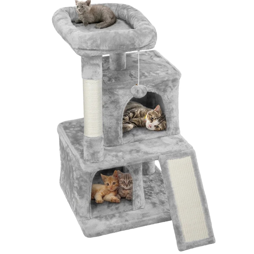 Alden Design 36" Cat Tree with Condo and Scratching Post Tower, Dark Gray - Image 8