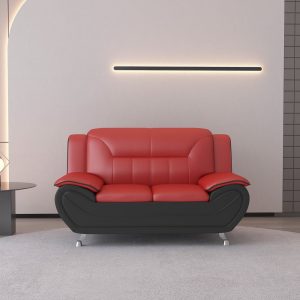 US PRIDE FURNITURE Eveland 61.3" Faux Leather Pillow Top Arm Loveseat-Red/Black
