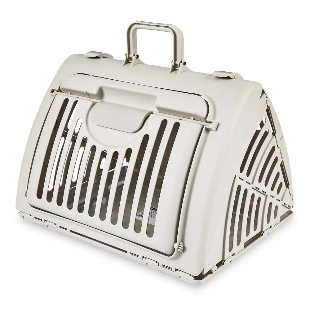 (4 pack) Vibrant Life One Size Plastic Foldable Hard-Sided Cat Carrier, Gray - Image 4