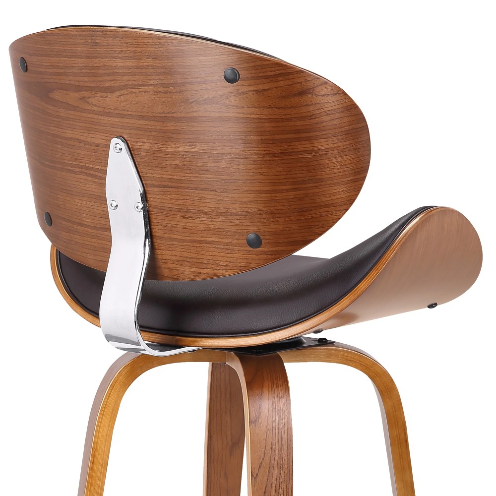 Armen Living Indoor Solstice Adjustable Black Faux Leather Swivel Barstool With Black Powder Coated Finish and Gold Accents - Image 5