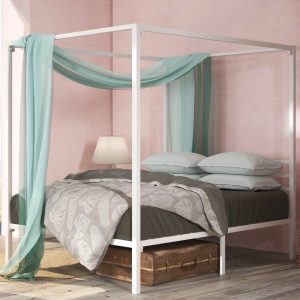 Zinus Patricia 72" White Metal Canopy Platform Bed Frame,Queen