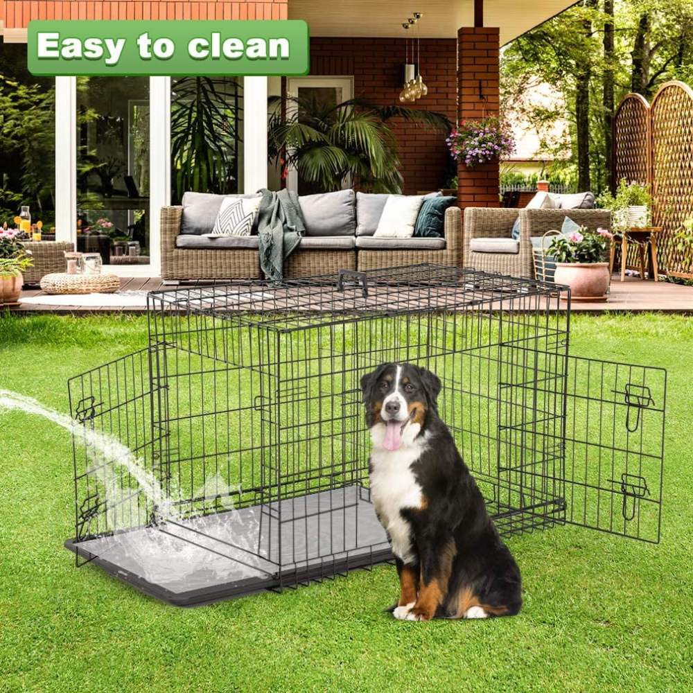 BestPet XL Dog Crate: 48" Folding, Metal Wire, Divider, Dual Door, Plastic Tray - Perfect for Travel & Camping - Image 3