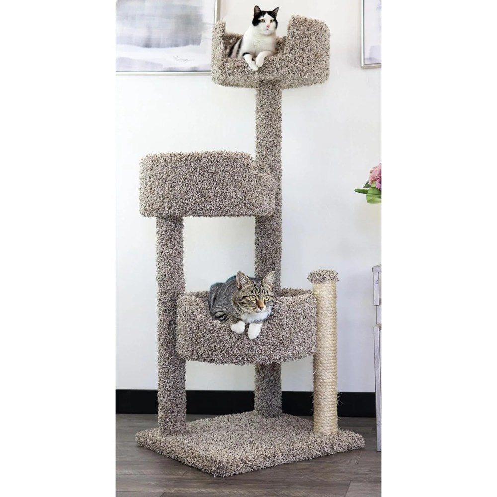 New Cat Condos Deluxe Cat Tree - 52" Cat Tower for Large Cats - Scratching Posts & Beds-Color:Speckled