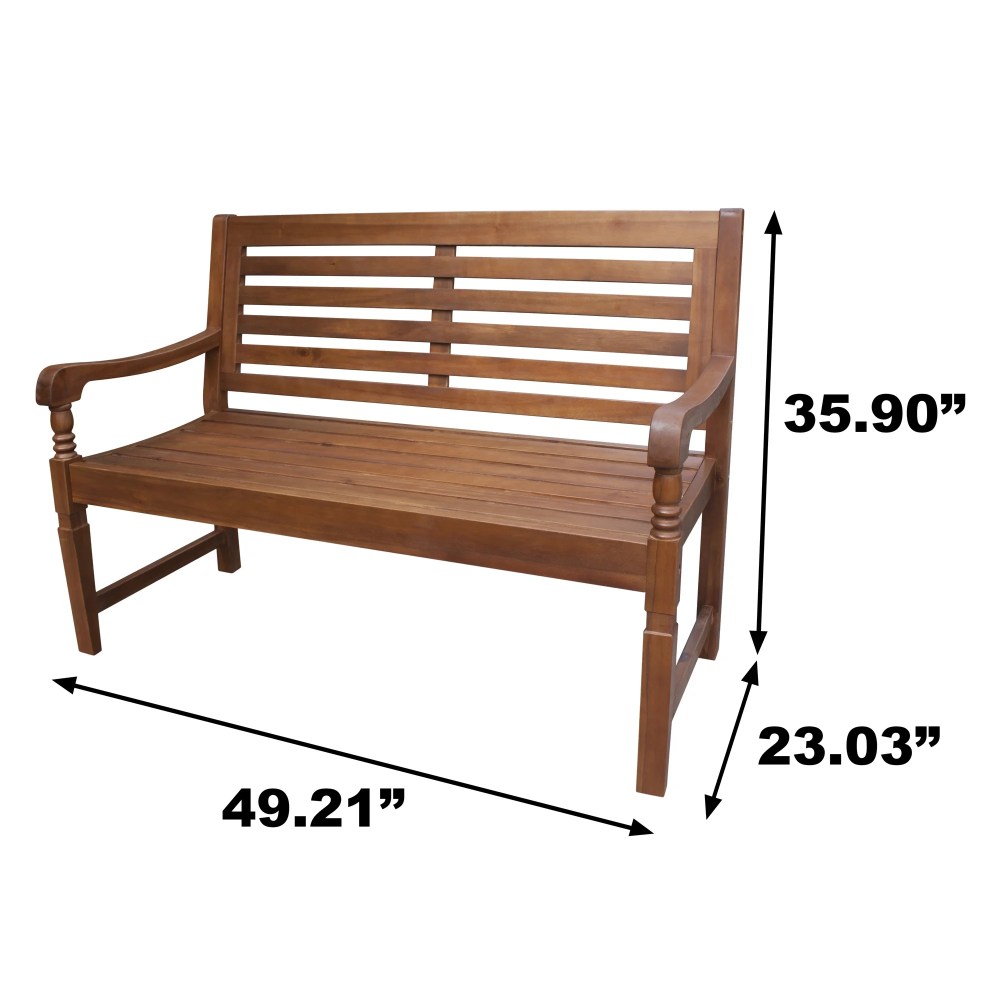 49" Brown Wooden Nantucket Garden Bench - Image 5