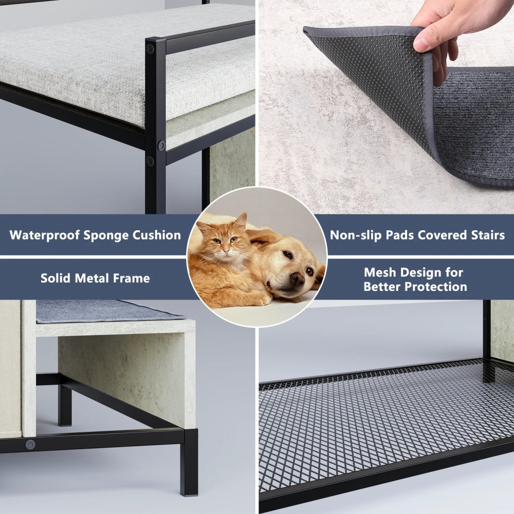 BOSSIN Pet Window Perch with Stairs, 3 Drawers Large Pet Bunk Bed for Dogs and Cats - Image 2