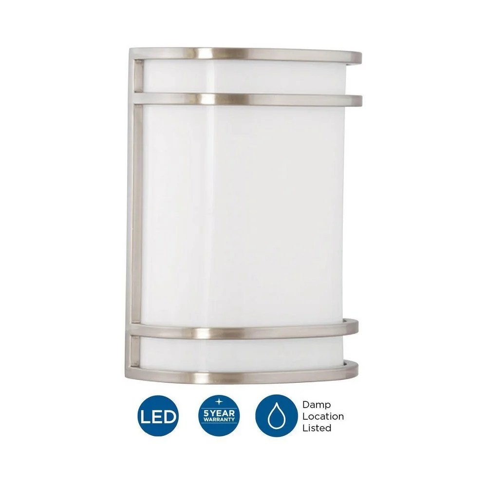 Progress Lighting, Contemporary Collection, 1-Light LED Wall Sconce, Brushed Nickel, White Acrylic Shade - Image 6