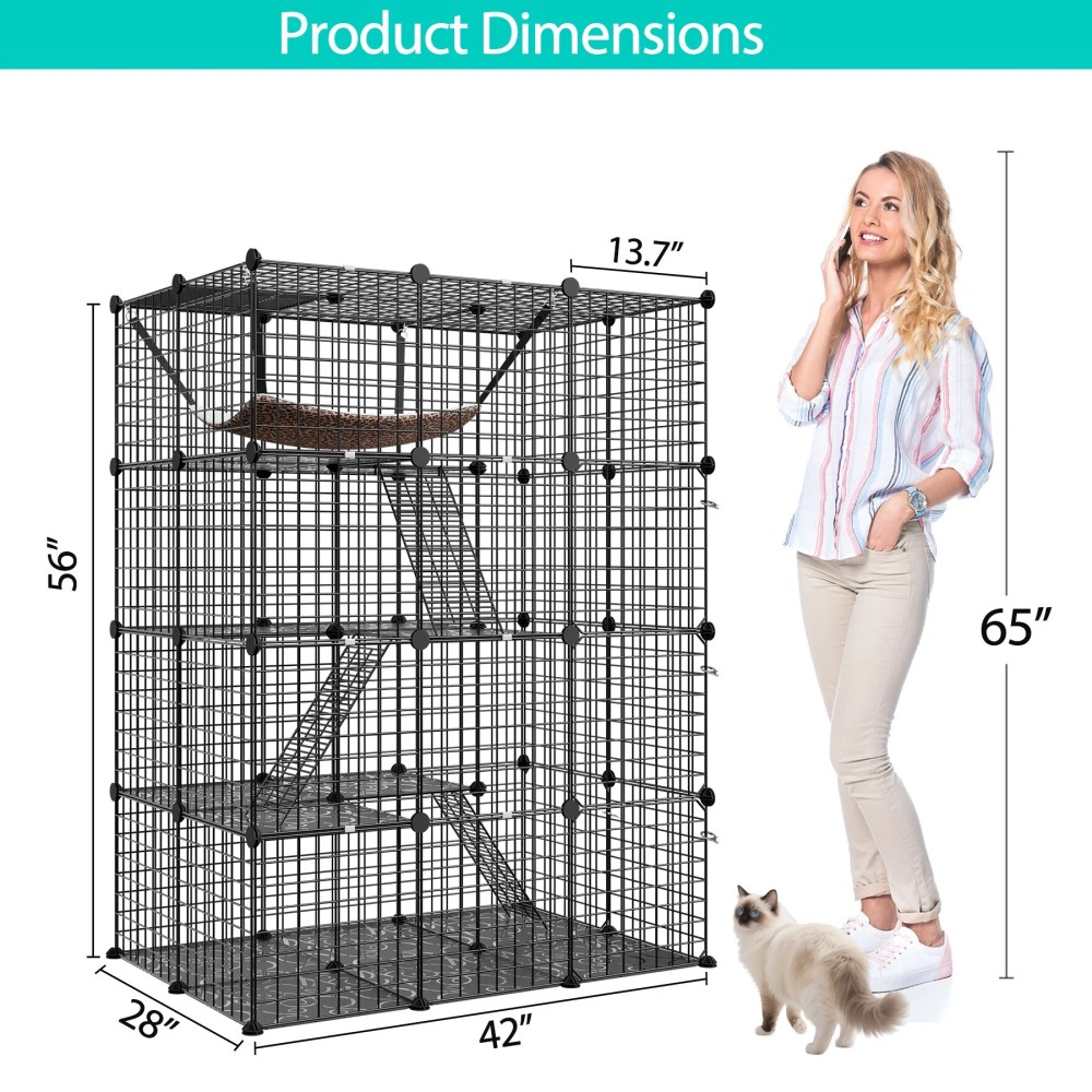 ZENY 4-Tier Indoor Outdoor Pet Enclosure with Hammock Large Metal Wire Playpen Kennel - Image 8