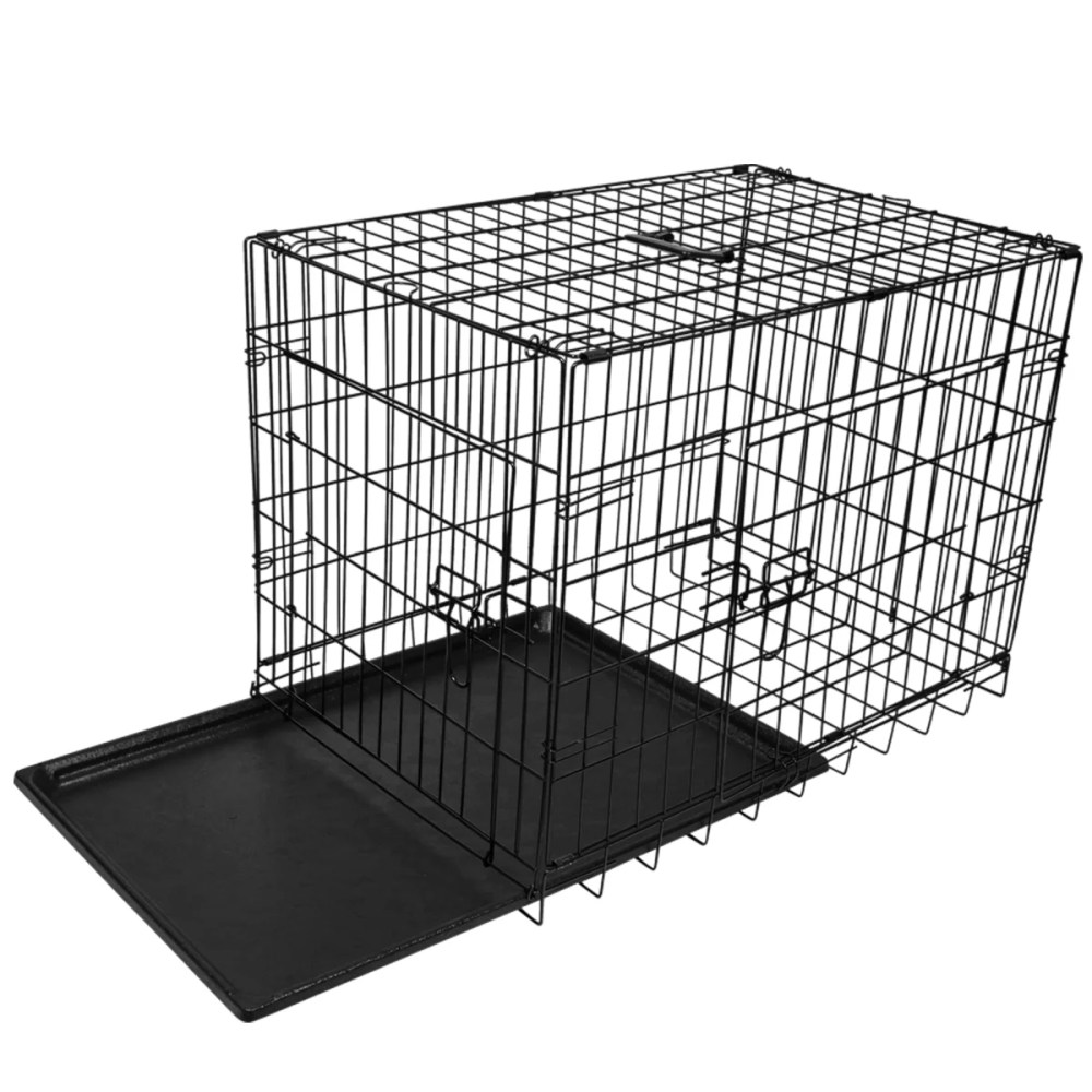 Geniqua Intermediate Black 36" 2-Dr Folding Pet Crate Cage Dog Cat Kennel Pen ABS Tray - Image 5