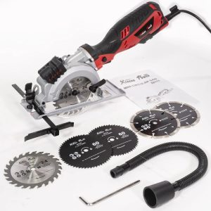 XtremepowerUS 4-1/2" Electric Laser Guide Circular Saw 3, 500RPM with 6 Saw Blade Included