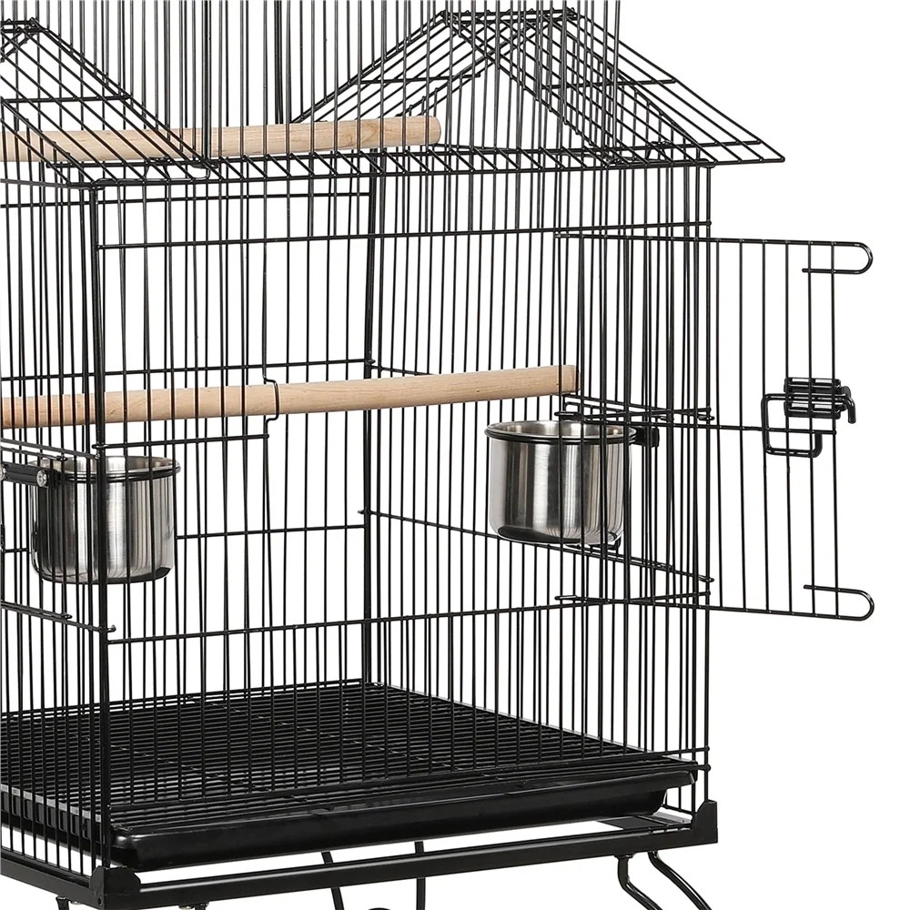 Renwick 55" Metal Rolling Bird Cage With Stand, Black - Image 7