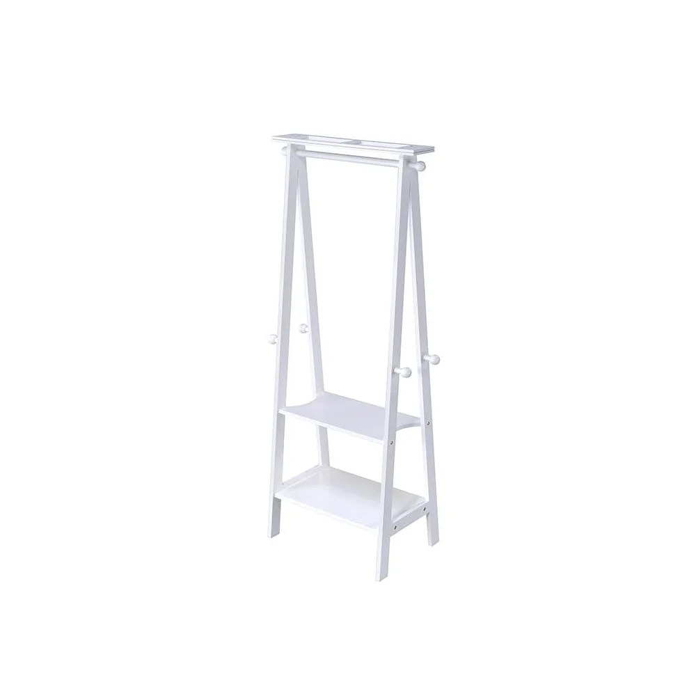 59" Tall Standing Garment / Coat Rack, White finish