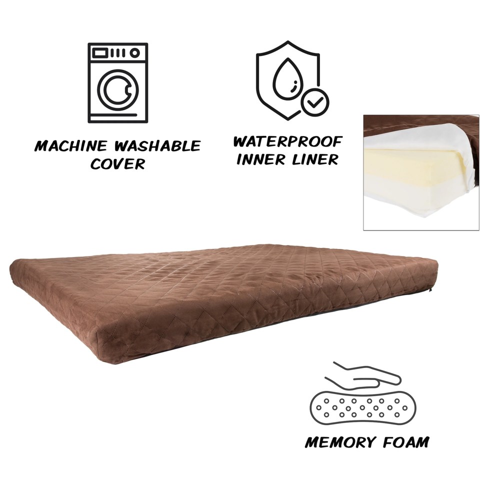 Waterproof Memory Foam Pet Bed- Indoor/Outdoor Dog Bed with Water Resistant Non Slip Bottom and Removeable Washable Cover, 36 x 27 by PETMAKER -Brown - Image 2