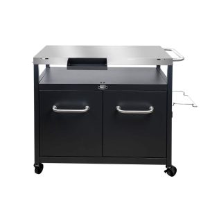Expert Grill Outdoor BBQ Prep Cart with Wheels,  Stainless Steel Top & Storage Shelves