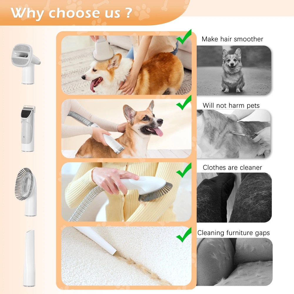 LMVVC Dog & Cat Grooming Clippers Kit, Adjustable Corded Electric with Accessories (9 Pack) - Image 6