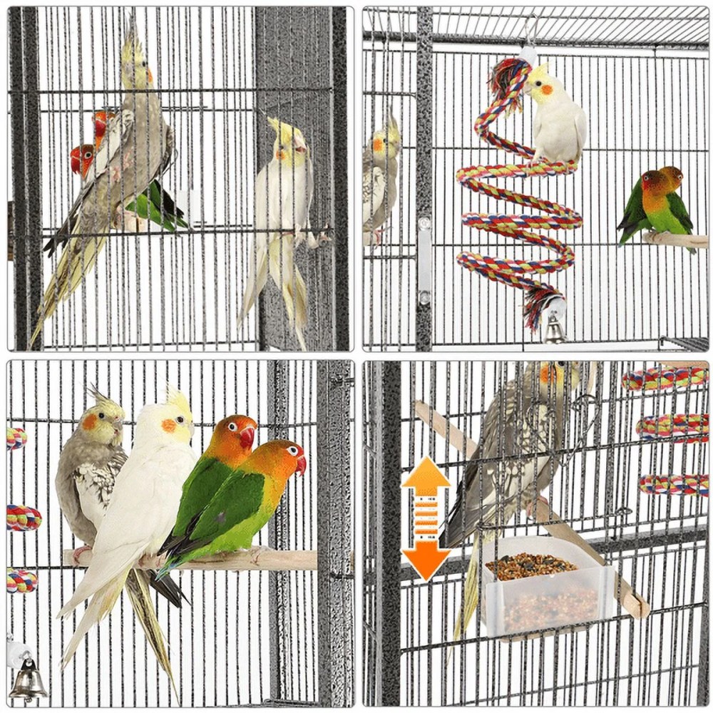 Alden Design 69" H Rolling Extra Large Metal Bird Cage with Detachable Stand for Parrots, Black - Image 9