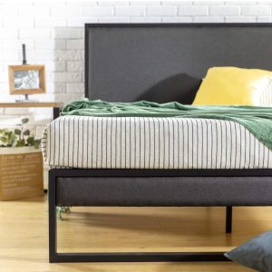 Zinus Christina 43" Upholstered Platform Bed with Headboard,Queen,Gray