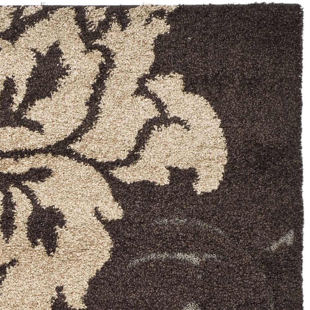 SAFAVIEH Florida Merrick Floral Shag Area Rug, Dark Brown/Smoke, 3'3" x 5'3" - Image 9