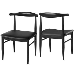 Alden Design 2-Piece Modern Armless Leather Dining Chairs with Backrest,Black