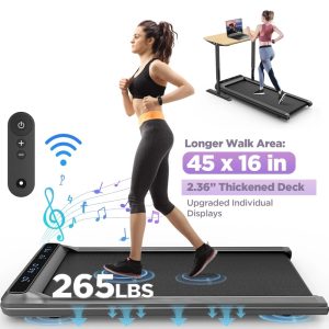 2.5HP Treadmill Walking Pad,  2-in-1 Portable Electric Exercise Treadmill,  Under Desk Treadmill with Remote Control,  265LB Capacity,  HiFi Bluetooth Speaker,  0.5-4Mph Speed,  for Home & Office