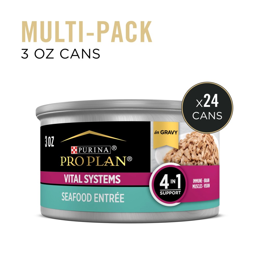 Purina Pro Plan Vital Systems, Seafood Entree, Wet Cat Food, 3 oz Cans, 24 Pack - Image 2