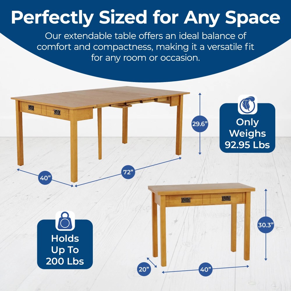 Stakmore Hardwood Traditional Expanding Table W/ 3 Adjustable Positions - Image 6