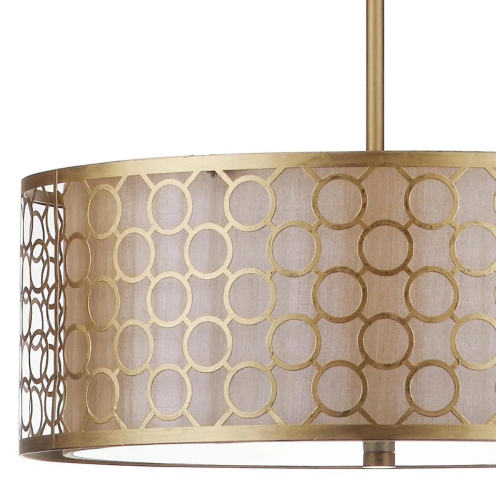 Safavieh Giotta 18 in. Dia. Drum Pendant Light, Antique Gold - Image 3
