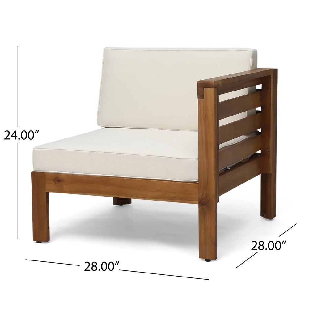Noble House Cambridge Outdoor 5-Pc Acacia Wood Sofa Set Teak and Beige - Image 17